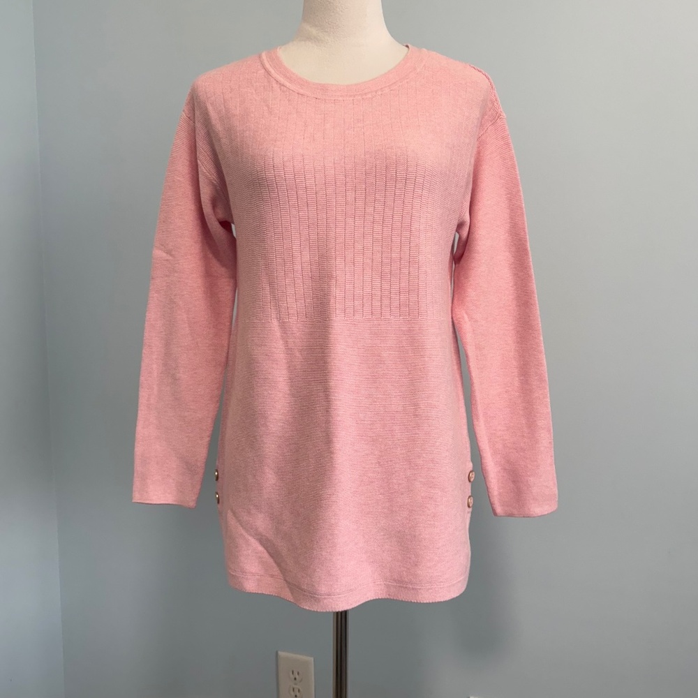 Talbots Long Sleeve Button Detail Pink Knit Sweater Size S